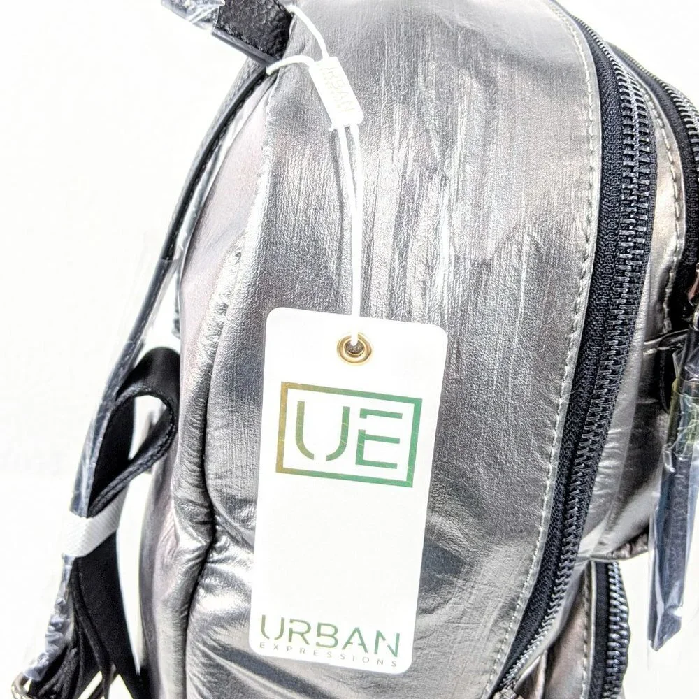 Urban Expressions Braxton High Shine Backpack - Pewter